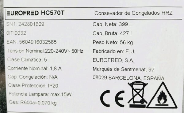 ARCÓN HC570 EUROFRED - Imagen 3