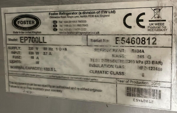 ARMARIO CONGELADOR EP700LL FOSTER - Imagen 3
