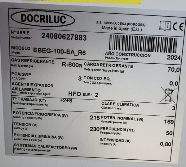 BOTELLERO REFRIGERADO EBEG-100-EA_R6 DOCRILUC - Imagen 3