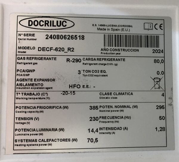 CONGELADOR DECF-620_R2 DOCRILUC - Imagen 3