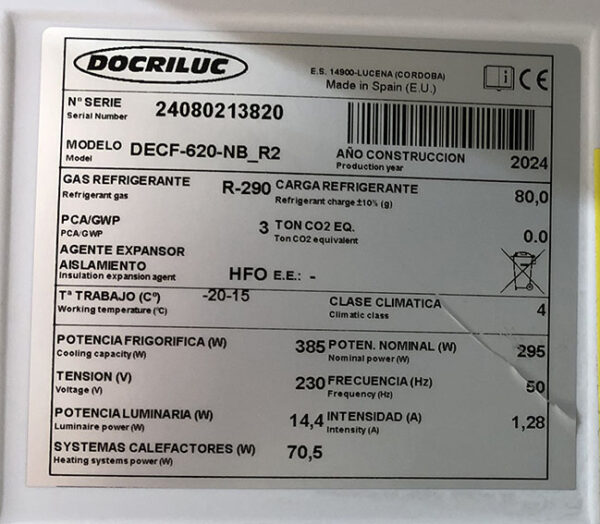 CONGELADOR DECF-620-NB_R2 DOCRILUC - Imagen 3